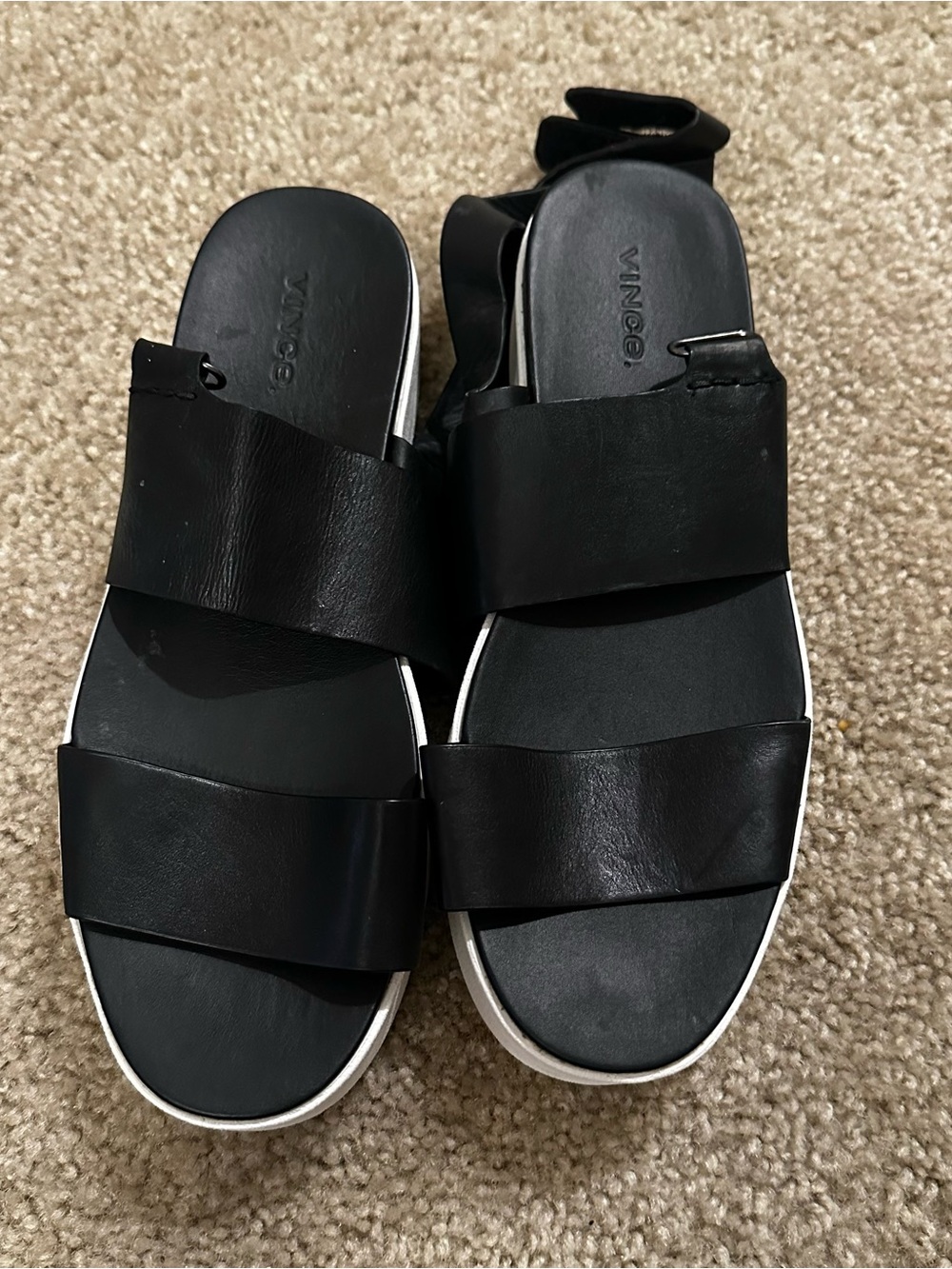VINCE Women’s $225 Westport Black Leather Platform Slingback Sandals 8.5 US 38.5 - Picture 10 of 10